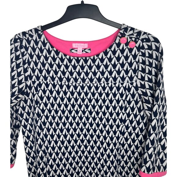 Lilly Pulitzer Jonah Crane Pose Navy & White Knit Sweater Dress 3/4 Sleeves M - Picture 8 of 13